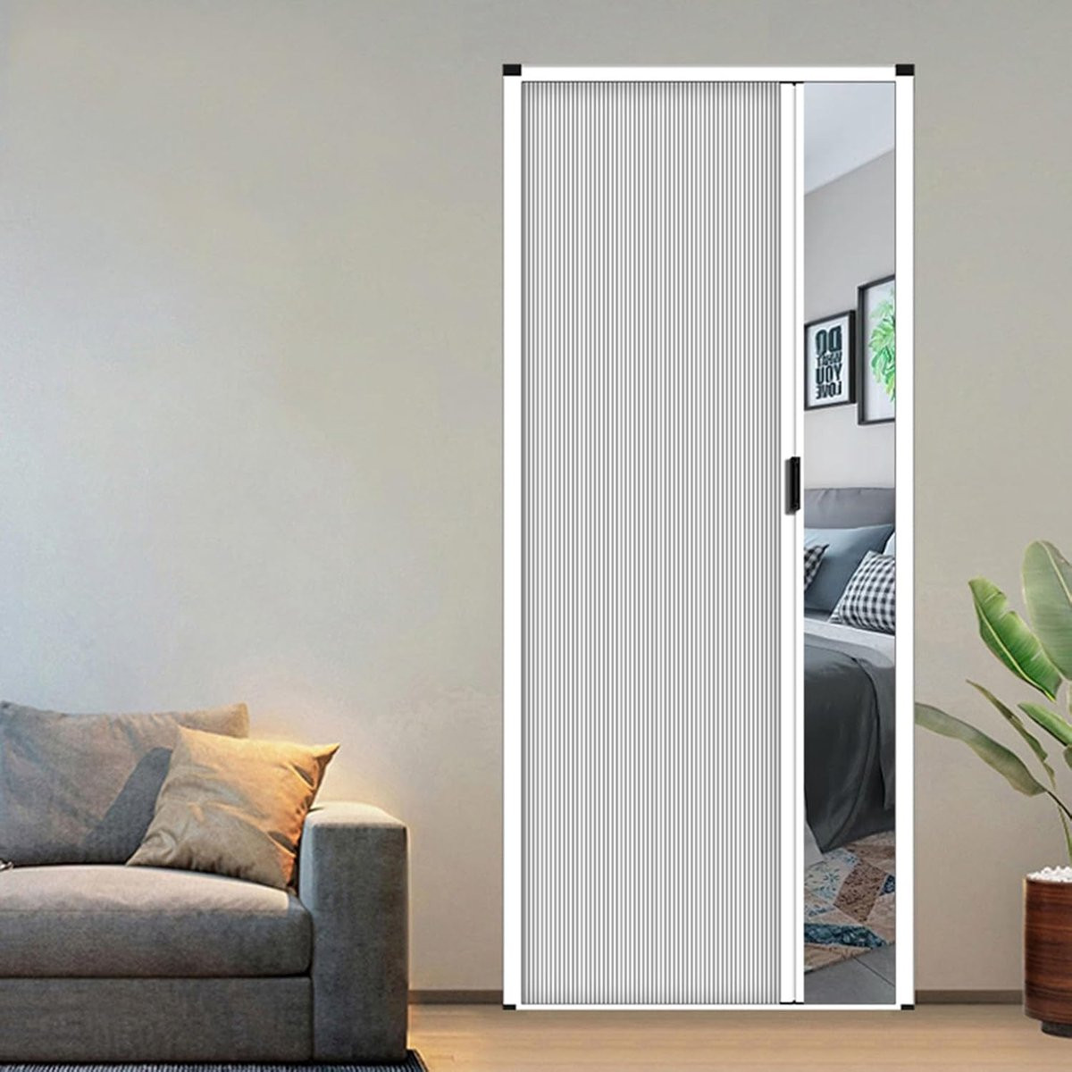 Witte vouwdeur accordeondeur voor ruimteverdeling - Breedte: 76 cm