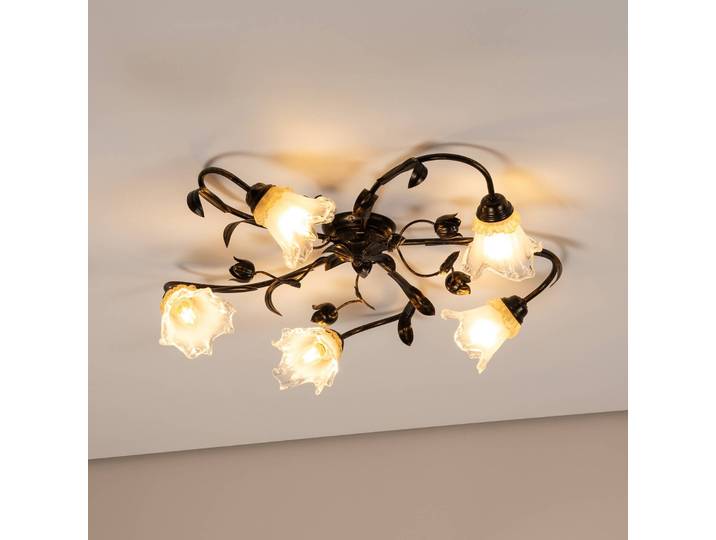 Deckenleuchte Arianna ONLI, dimmbar, bronze / altmessing, für Wohn- / Esszimmer, Metall, Florentiner, Deckenlampe