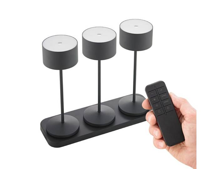 Sigor Akku-Tischleuchte Veluna Remote 3er Set, inkl. Dockingstat