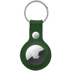 Crong Leather Case with Key Ring – Schutz-Lederhülle mit Schlüsselanhänger für Apple AirTag 1/2 (grün)