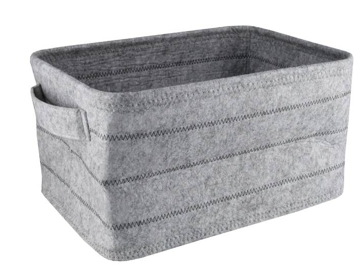 Aufbewahrungskorb KLEINE WOLKE Ticino , grau (auster), B:36cm H:20cm T:25cm, Polyester, Aufbewahrungsboxen, Aufbewahrungskorb