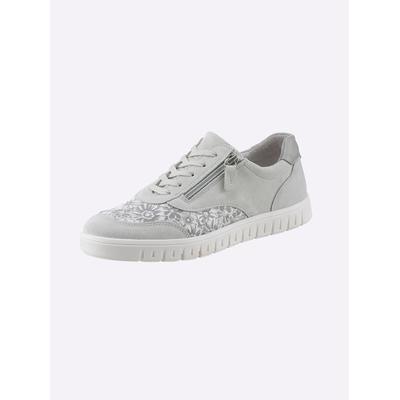 Sneaker CASUAL LOOKS, Damen, Gr. 38, grau (steingrau), Glattleder, Textil, Veloursleder, Schuhe Sneaker