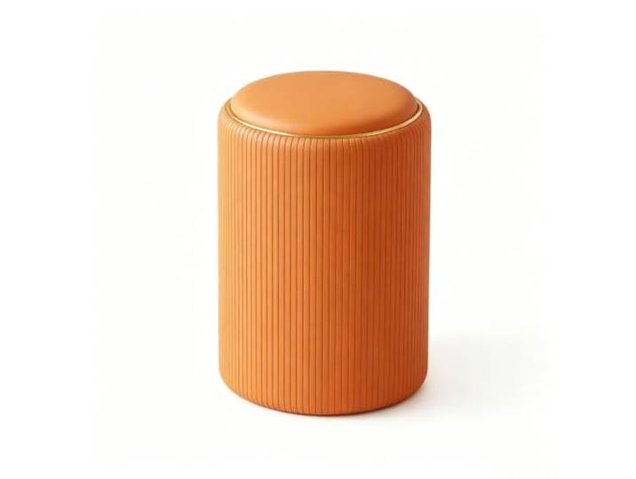 Roun Vanity Hocker, Aufbewahrungshocker Mit Lederpolsterung Multifunktionaler Fußhocker for Schlafzimmer und Wohnzimmer, hohler, versteckter Stauraum, Massivholzrahmen(Orange)