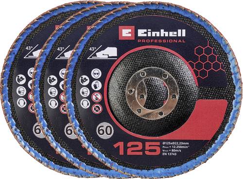 Einhell Winkelschleifer-Zubehör 3x 125mm Flap Discs Curved 4440020 Durchmesser 125mm