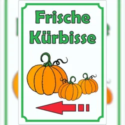 HB-Druck Werbeaufkleber Aufkleber Kürbis Hochkant mit Pfeil links A8 (52x74mm)
