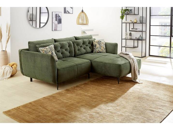 Jockenhöfer Gruppe Ecksofa Salo L-Form, B: 251 cm, im Retrolook mit Wellenfederung, mit Zierkissen