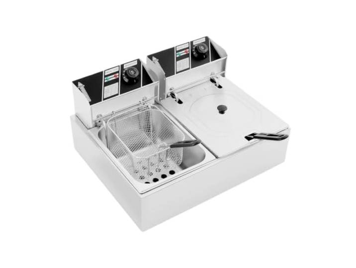 Kommerzielle Dual-Tank-Fritteuse 2x6L, Edelstahl Elektrisch