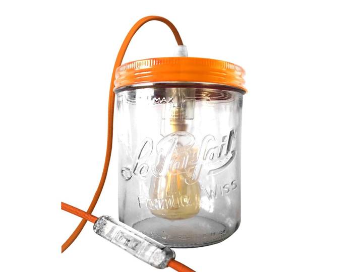 Lampe bocal en verre orange