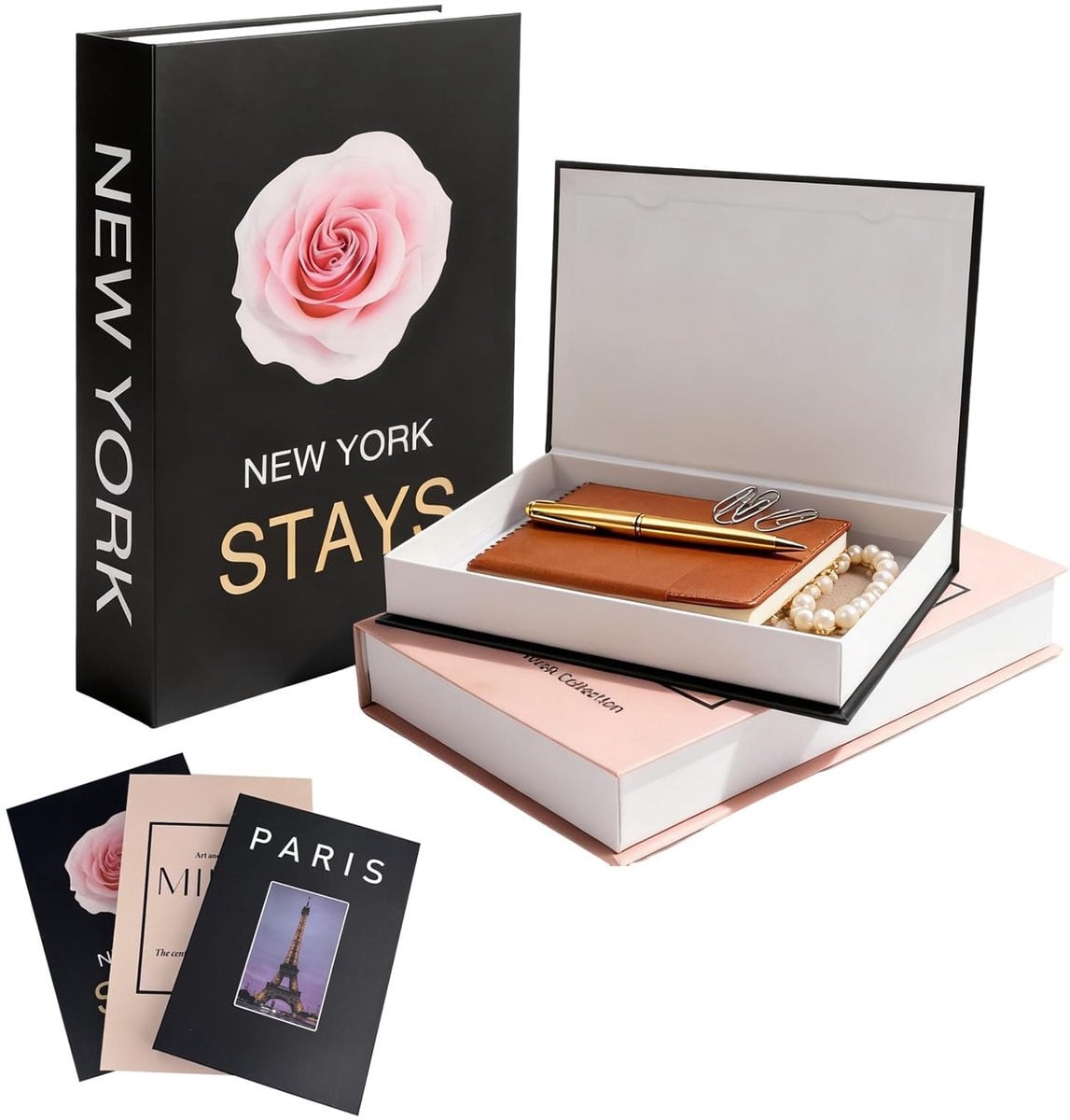 Dailygoods Decoratieve Boeken Set van 3 - Decoratieve Opbergdozen van Cardboard
