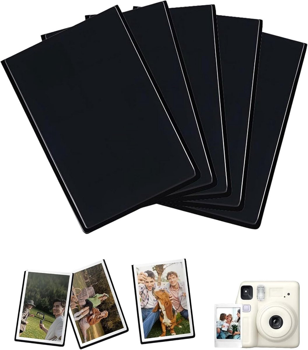 SnelShoppen 10 stuks gepersonaliseerde fotomagneten voor Polaroid fotopapier, magnetische fotolijst, Zwart, 9,3 x 6,3 cm