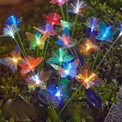 Uplift Essentials Solar Butterfly Fiber Optic Garden Lights warm