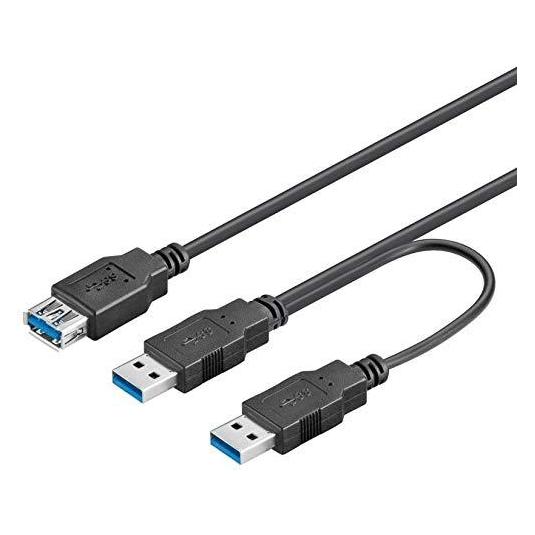 PremiumCord USB Y-Kabel A/Männlich + A/Männlich + A/Weiblich (0.30 m, USB 3.2 Gen 1) (ku3y02)
