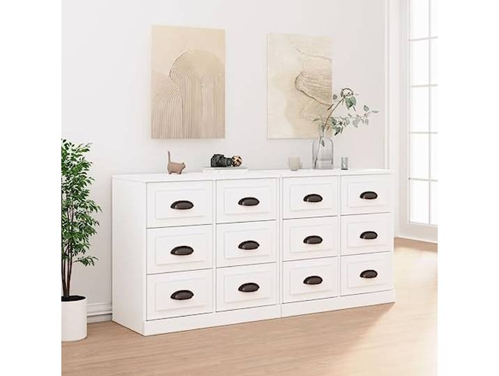 HEFZGDB Zeitlose Sideboards für Zuhause mit viel Stauraum, Klassische Sideboards aus Holzwerkstoff mit glatter Oberfläche, 2 Stück in Weiß