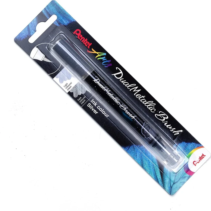 Pentel Dual Metallic Brush XGFH-DZX Brush-Pen silber, 1 St.