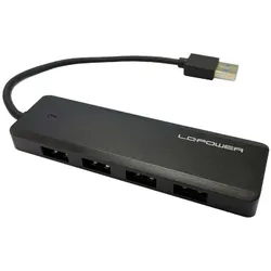 4x LC-Power LC-HUB-U3-4-V2 (USB-A, 5 Ports), Dockingstation + USB Hub, Schwarz