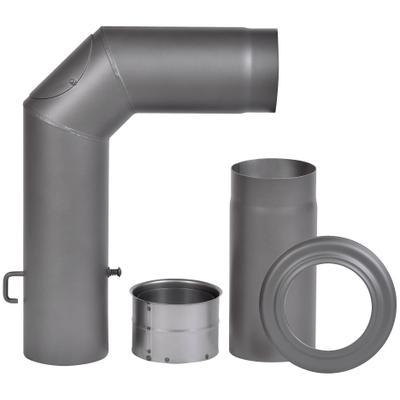 Ofenrohr FIREFIX, grau, B:15,4cm H:59,5cm L:48,5cm, Stahlblech, Rohre, Stahlblech, mit Verlängerung