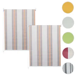 2er-Set Rollo HWC-D52, Fensterrollo Seitenzugrollo Jalousie, 120x230cm Sonnenschutz blickdicht ~ grau/braun/orange