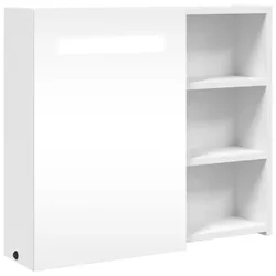 Helloshop26 - Wandhängender Badezimmerschrank mit Spiegel und LED-Beleuchtung 60 x 13 x 52 cm praktischer Stauraum schlichtes Design