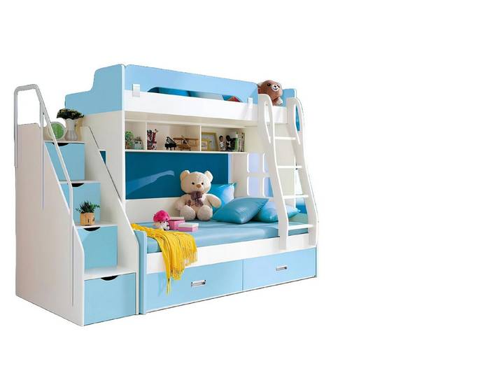 Xlmoebel Etagenbett Hochbett aus Holz mit zwei Liegeflächen und sicherer Leiter (Kinderbett, Etagenbett), Hergestellt in Europa