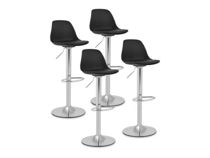 Barhocker 4er Set mit Lehne Sockel Chrom Schwarz 14_0003746