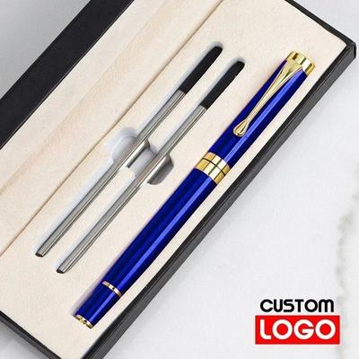Luxury Metal Signature Roller Pen Executive Business Gift Set With Premium Presentation Box blue process Pen And Box