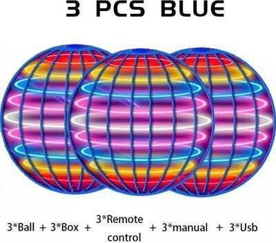 Inspired Finds Flying Hover Orb Toy With LED Lights Boomerang Spinner Ball 3blue