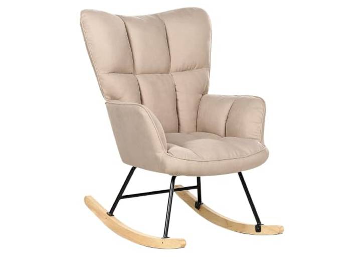 Beliani Schaukelsessel aus Stoff beige gepolstert Schaukelstuhl modern gemütlich Oulu