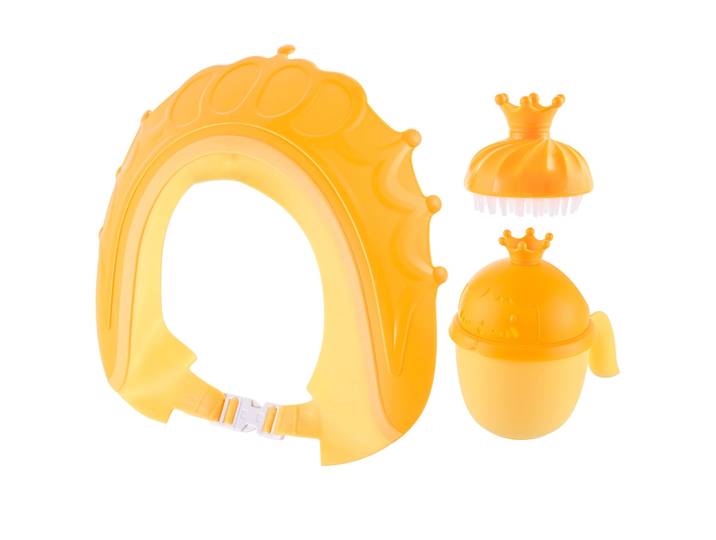 Relaxdays Couronne De Lavage-cheveux 3 Pièces: Bonnet De Douche\, Brosse-massante\, Jaune-orange