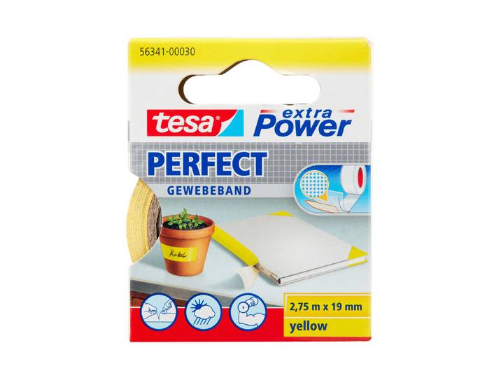 Tesa Extra Power Perfect Gewebeband Gelb 2.75 m × 19 mm