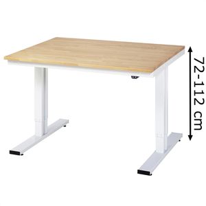 Rau Arbeitstisch adlatus 300, elektrisch höhenverstellbar, 125 x 72-112 x 100cm, Holz, für Werkstatt