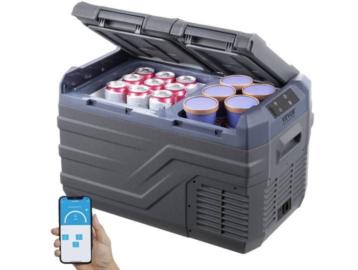 Succebuy réfrigérateur de voiture congélateur Portable double Zone réfrigérateur de voiture réfrigérateur gamme réglable 12/24 V DC et un congélateur à compresseur