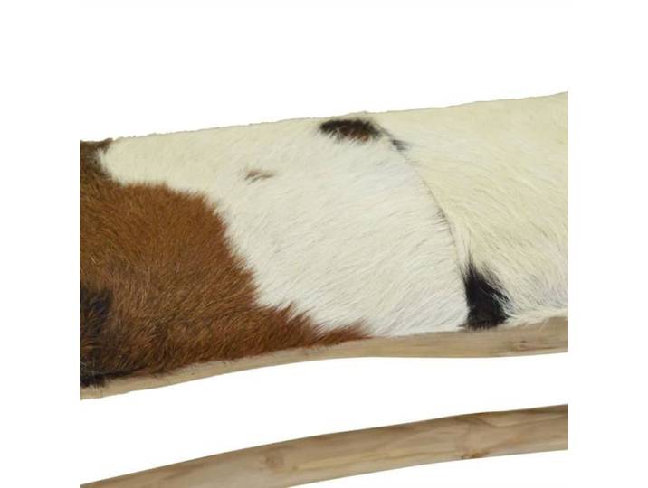 Banc en cuir véritable et teck - VINGVO - Motif de cuir de vache - Siège rembourré