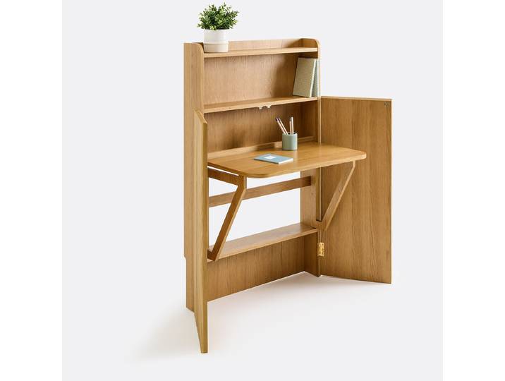 LA REDOUTE Bureau étagère, Maoro Marron Plaqué Chêne
