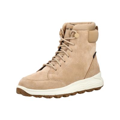 Schnürstiefelette GEOX "Geox Stiefelette Leder/Textil", Damen, Gr. 40, Textil, beige (natur), Leder, Textil, Schuhe Schnürstiefelette