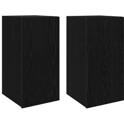 Helloshop26 - 2er-Set moderne, platzsparende Wand-TV-Möbel 30,5 x 30 x 60 cm Holzwerkstoff Eiche schwarz