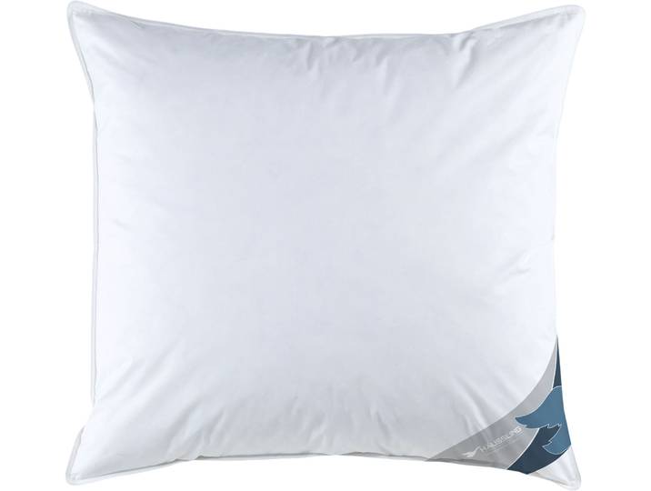Federkissen HAEUSSLING GRÖNLAND Made in Green , weiss (weiß), B:80cm L:80cm, Bezug: 100% Baumwolle. Füllung: 85% Federn, 15% Daunen, Kopfkissen, Federkissen, hochwertiges Daunenprodukt Made in Green zertifiziert