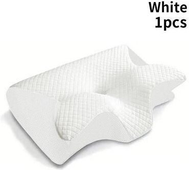 ilyeco Ergonomic Memory Foam Pillow, Cervical Orthopedic Neck Support For Sleeping & Travel white