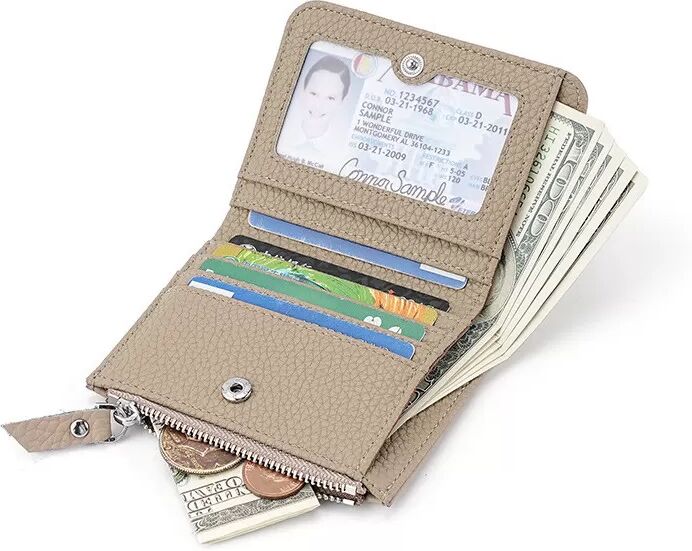 INF Schlanke RFID-blockierende Brieftasche für Herren mit Münzfach - Lederbrieftasche mit Reißverschluss Grau