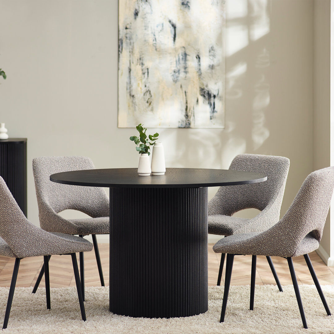 Hykkon Auman Fluted Round Dining Table Black
