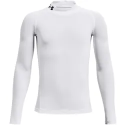 UNDER ARMOUR HeatGear Armour Mock langarm Trainingsshirt Jungen 100 - white/black L (149-160 cm)