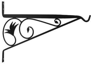 "Achla Designs 23.5""L Black Wrought Iron Indoor/Outdoor Large Morris Wall Bracket, Powder Coated Finish, Home Garden Accessory"