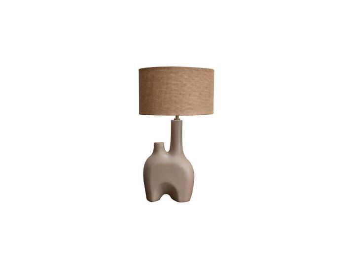 Lampe à poser en grès taupe, lampe de bureau, compacte - Chehoma,