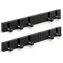 Relaxdays Garderobenleiste 6 Klapphaken 2er Set Schwarz