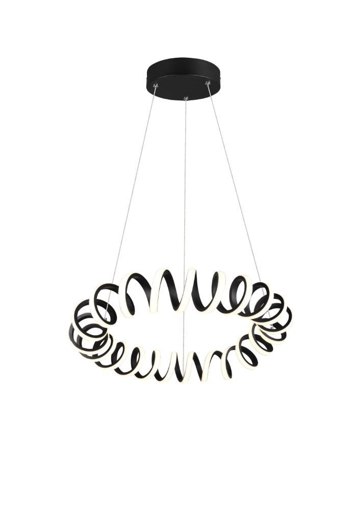 Trio Design hanglamp Curl zwart metalen ring Ø 55cm