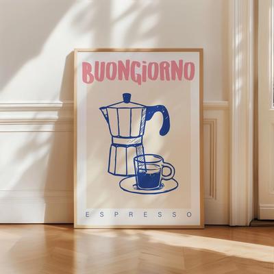 Inspired Finds Retro Coffee Club Canvas Wall Art Chic Beige Cafe Aesthetic Print buongiorno 7.9x11.8in Unframed