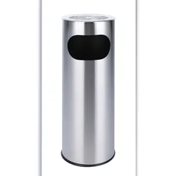 aro Standaschenbecher mit Gitterabdeckung, Edelstahl, Ø 20.5 x 58 cm, 12 L, silber