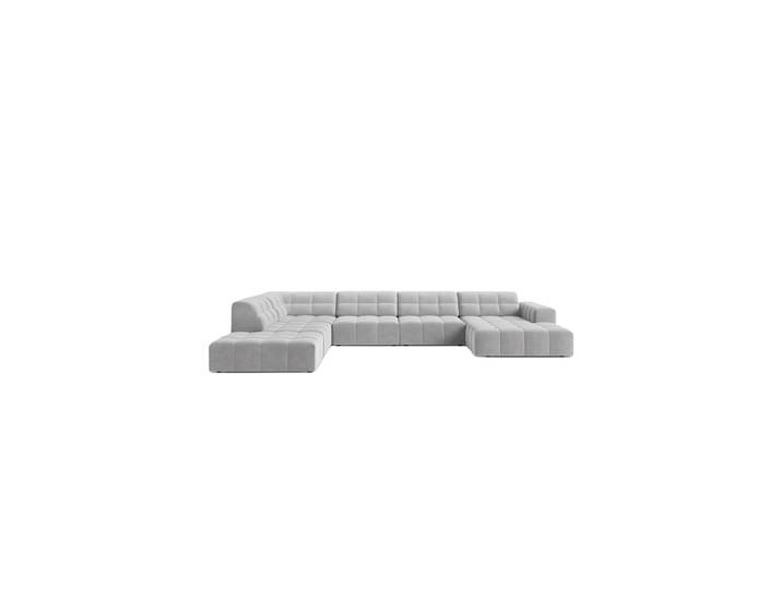 7-Sitzer Design Panorama-Sofa „Chicago“ Samt Silver chosen by Bloomingloft