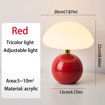 Inspired Living Retro Mushroom Table Lamp USB Bedside LED Night Light For Bedroom & Desk red