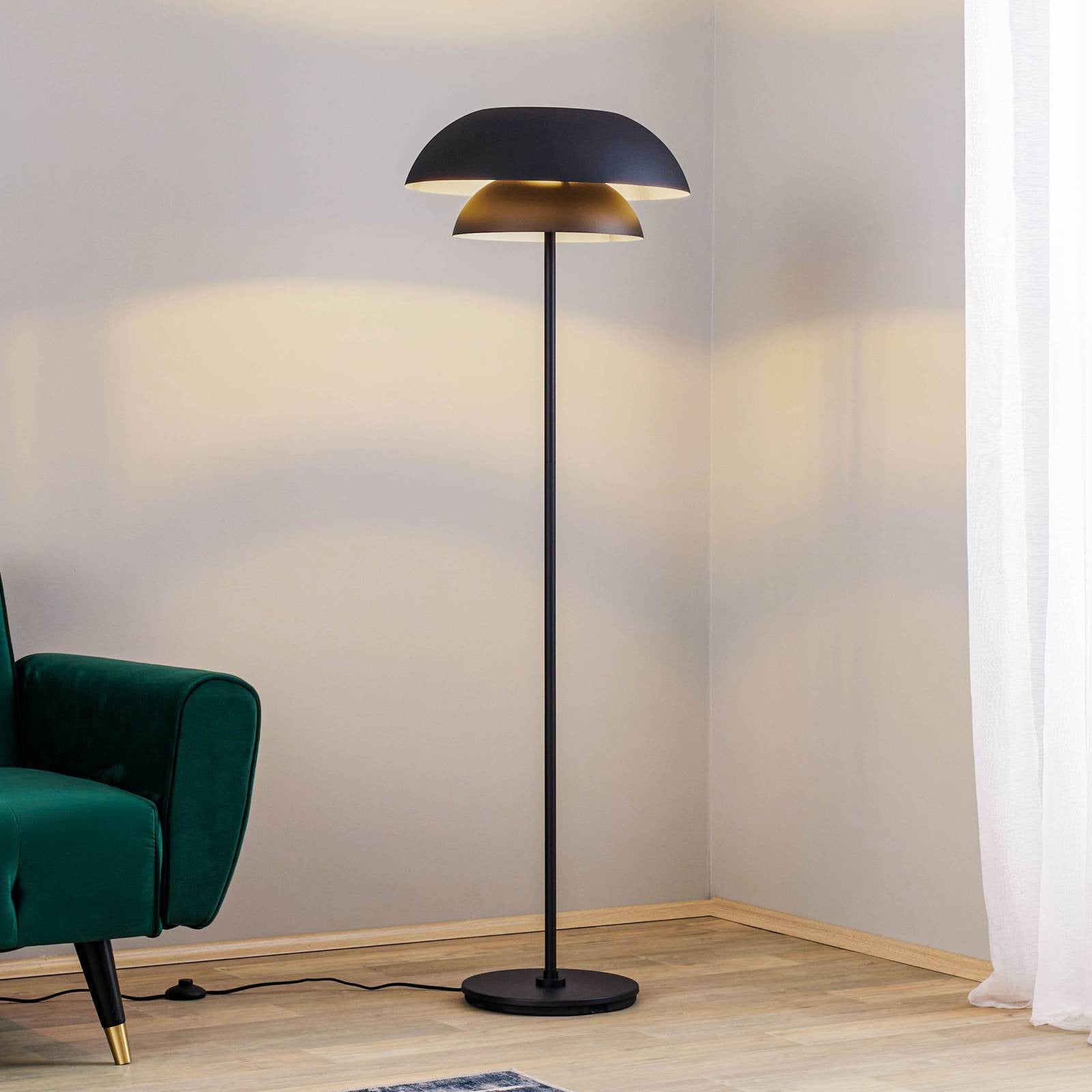 Lucande Design vloerlamp Kellina, zwart, metaal