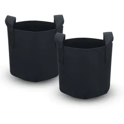 Intirilife 2x Vlies Pflanzsack in 38 Liter - 10 Gallon - 40 x 30 cm - Pflanzen Blumen Übertopf aus Vliesstoff mit Tragegriffen für Garten